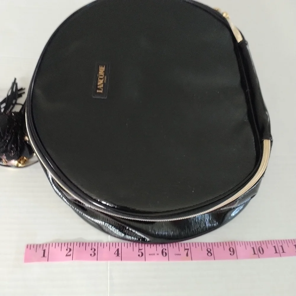 Lancome Faux Black Leather Train Make-up Travel Case